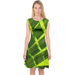 Frond Leaves Tropical Nature Plant Capsleeve Midi Dress by Amaryn4rt