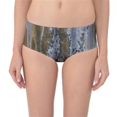 Grunge Rust Old Wall Metal Texture Mid-waist Bikini Bottoms by Amaryn4rt