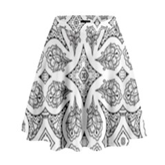 Mandala Line Art Black And White High Waist Skirt by Amaryn4rt