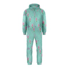 Love Flower Blue Background Texture Hooded Jumpsuit (kids)