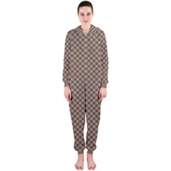 Pattern Background Diamonds Plaid Hooded Jumpsuit (ladies) 