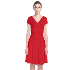 Just Red Short Sleeve Front Wrap Dress by Valentinaart