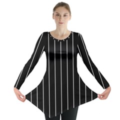 Black And White Lines Long Sleeve Tunic  by Valentinaart