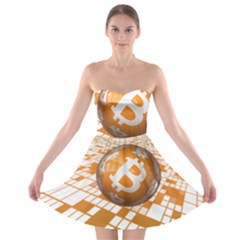 Network Bitcoin Currency Connection Strapless Bra Top Dress by Amaryn4rt