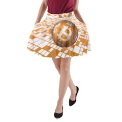 Network Bitcoin Currency Connection A-line Pocket Skirt by Amaryn4rt