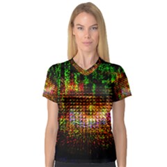 Radar Kaleidoscope Pattern Women s V-neck Sport Mesh Tee