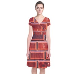 Portugal Ceramic Tiles Wall Short Sleeve Front Wrap Dress by Amaryn4rt