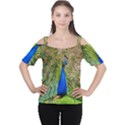 Peacock Animal Photography Beautiful Women s Cutout Shoulder Tee View1