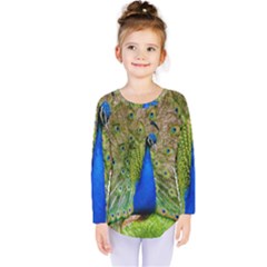 Peacock Animal Photography Beautiful Kids  Long Sleeve Tee