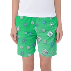 Snowflakes Winter Christmas Overlay Women s Basketball Shorts by Amaryn4rt