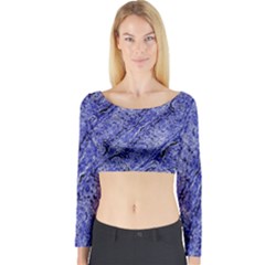 Texture Blue Neon Brick Diagonal Long Sleeve Crop Top by Amaryn4rt