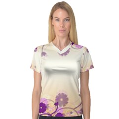 Background Floral Background Women s V-neck Sport Mesh Tee