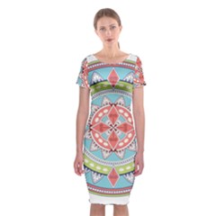 Drawing Mandala Art Classic Short Sleeve Midi Dress by Amaryn4rt