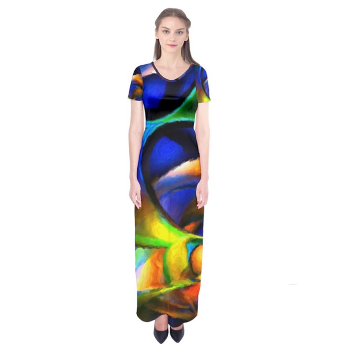 Light Texture Abstract Background Short Sleeve Maxi Dress
