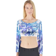 Snowflake Blue Snow Snowfall Long Sleeve Crop Top by Amaryn4rt