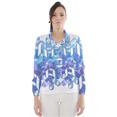 Snowflake Blue Snow Snowfall Wind Breaker (women) by Amaryn4rt