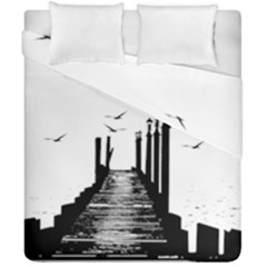 The Pier The Seagulls Sea Graphics Duvet Cover Double Side (california King Size) by Amaryn4rt