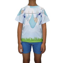 Baby Boy Clothes Line Kids  Short Sleeve Swimwear by Nexatart