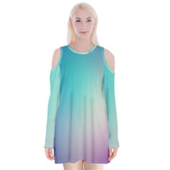 Background Blurry Template Pattern Velvet Long Sleeve Shoulder Cutout Dress