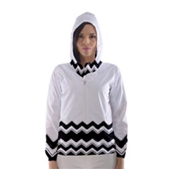 Chevrons Black Pattern Background Hooded Wind Breaker (women) by Nexatart