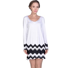 Chevrons Black Pattern Background Long Sleeve Nightdress by Nexatart