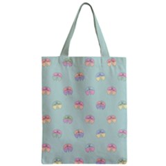 Butterfly Pastel Insect Green Zipper Classic Tote Bag