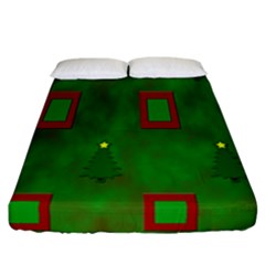 Christmas Trees And Boxes Background Fitted Sheet (California King Size)