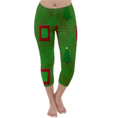 Christmas Trees And Boxes Background Capri Winter Leggings 