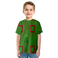 Christmas Trees And Boxes Background Kids  Sport Mesh Tee