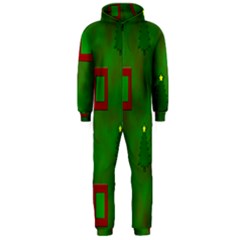 Christmas Trees And Boxes Background Hooded Jumpsuit (Men) 
