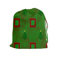 Christmas Trees And Boxes Background Drawstring Pouches (Extra Large)