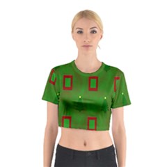 Christmas Trees And Boxes Background Cotton Crop Top