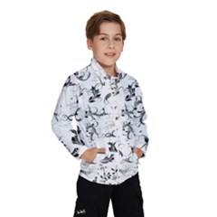 Flower Floral Black Leaf Wind Breaker (Kids)