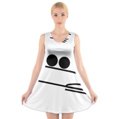 Bobsleigh Pictogram V-neck Sleeveless Skater Dress