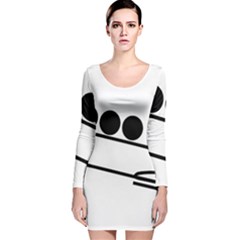 Bobsleigh Pictogram Long Sleeve Velvet Bodycon Dress