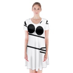 Bobsleigh Pictogram Short Sleeve V-neck Flare Dress