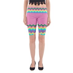 Easter Chevron Pattern Stripes Yoga Cropped Leggings by Nexatart