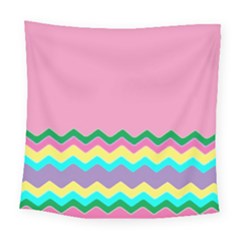 Easter Chevron Pattern Stripes Square Tapestry (large) by Nexatart