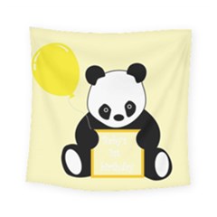 First Birthday Panda Card Square Tapestry (Small)