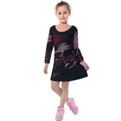 Fractal Mathematics Abstract Kids  Long Sleeve Velvet Dress