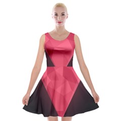 Geometric Triangle Pink Velvet Skater Dress by Nexatart