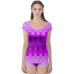 Geometric Cubes Pink Purple Blue Boyleg Leotard  by Nexatart