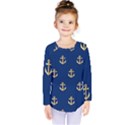 Gold Anchors Background Kids  Long Sleeve Tee View1