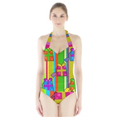 Holiday Gifts Halter Swimsuit by Nexatart