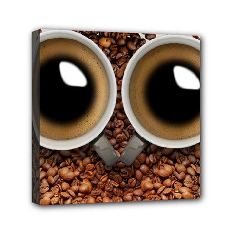 Owl Coffee Art Mini Canvas 6  X 6  by Nexatart