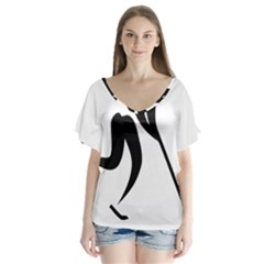 Ice Hockey Pictogram Flutter Sleeve Top