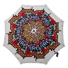 Graffiti Word Characters Composition Decorative Urban World Youth Street Life Art Spraycan Drippy Bl Hook Handle Umbrellas (large) by Foxymomma