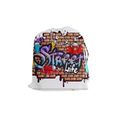 Graffiti Word Characters Composition Decorative Urban World Youth Street Life Art Spraycan Drippy Bl Drawstring Pouches (medium)  by Foxymomma