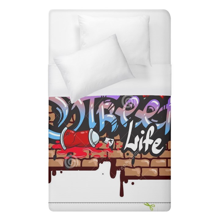 Graffiti Word Characters Composition Decorative Urban World Youth Street Life Art Spraycan Drippy Bl Duvet Cover (Single Size)