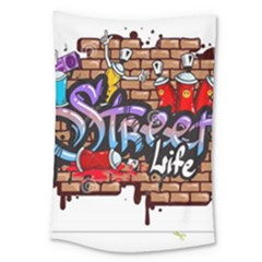 Graffiti Word Characters Composition Decorative Urban World Youth Street Life Art Spraycan Drippy Bl Large Tapestry by Foxymomma